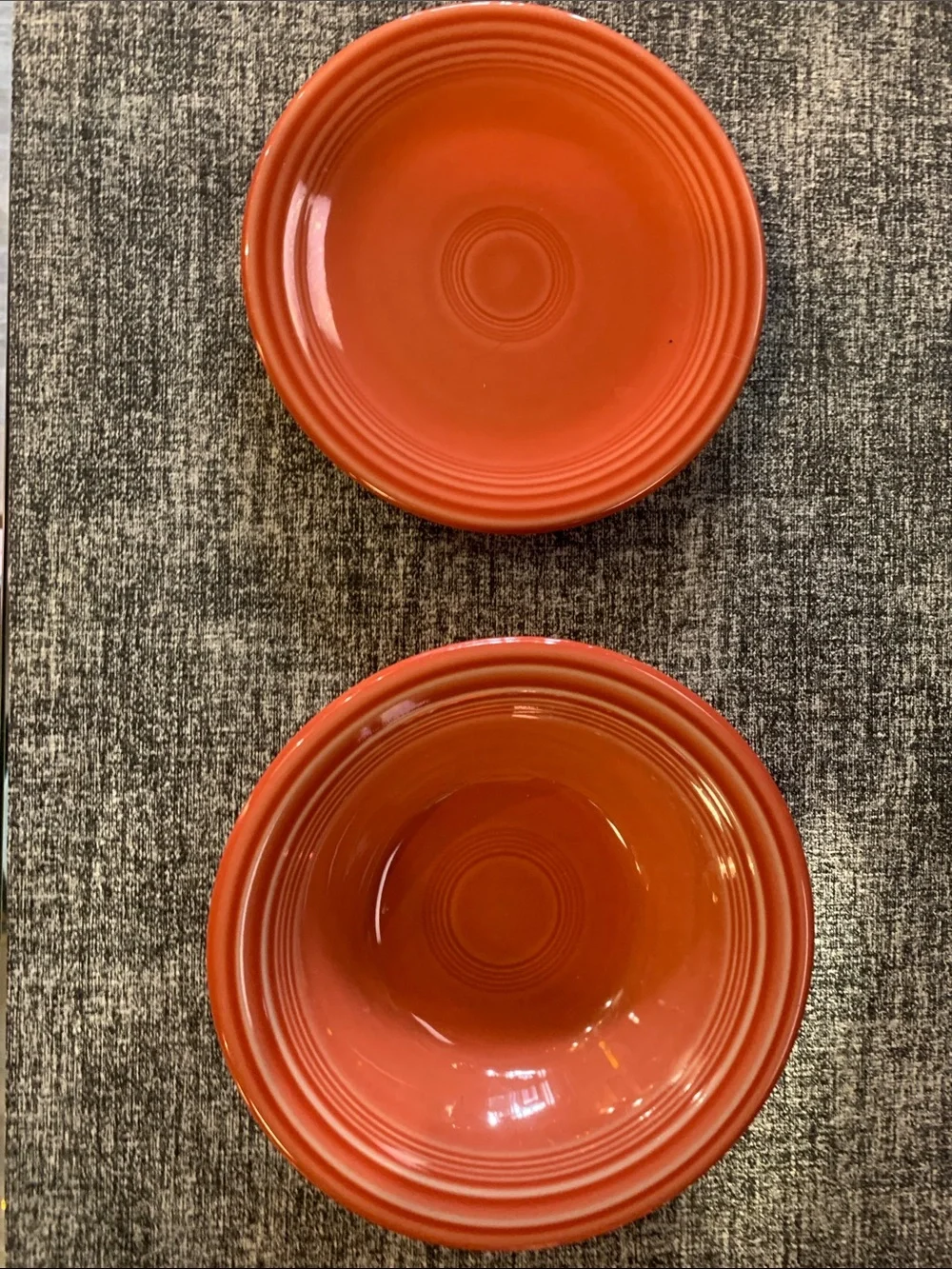 Fiesta Fruit Dessert Bowl & Dessert Plate Persimmon Retired Color Made USA